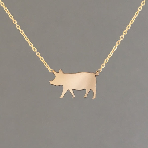 Rose gold deals pig necklace