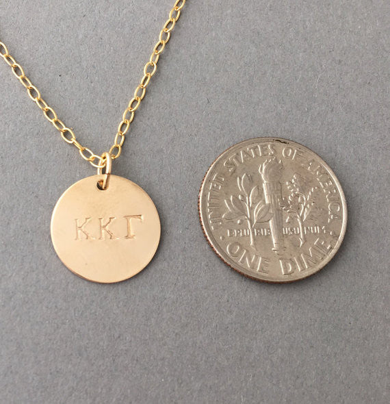 Men's Stamped Greek Initial Disc Necklace hot