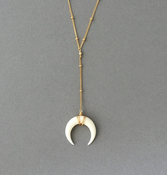 White double horn on sale necklace