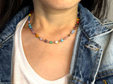 Colorful Glass Beaded Necklace with Spacers