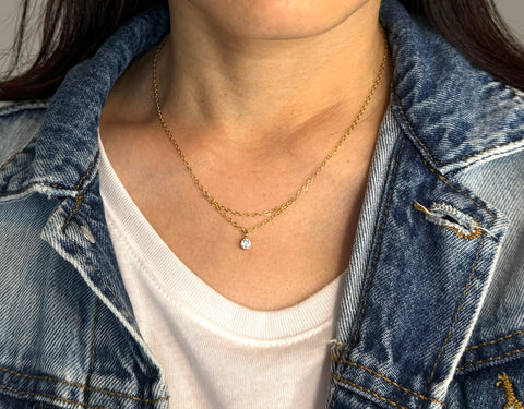 Tiny Solitaire Layered Swarovski Crystal Necklace