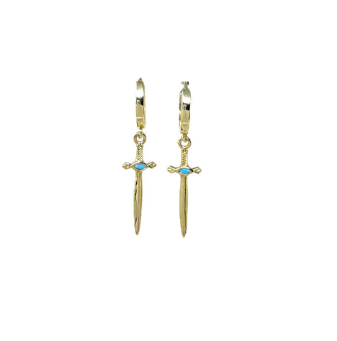 Turquoise Dagger Huggie Earring